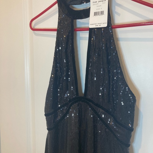 Free People Black Sequin Halter NWT 4 - Picture 3 of 7